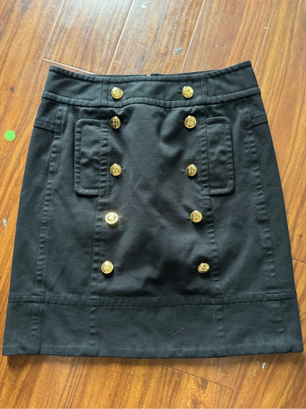 INC International Concepts Black Mini Skirt with Gold Button Front